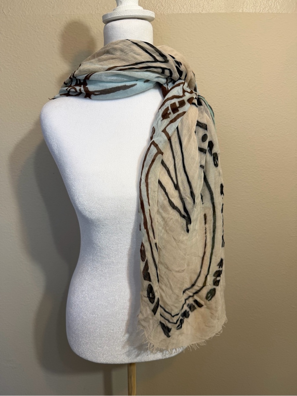 Love the Life You Live Lightweight Beige Patterned Women’s Large Scarf - Neutral